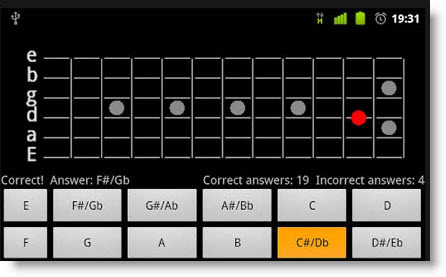 Imparare le note sulla tastiera della Chitarra con un app